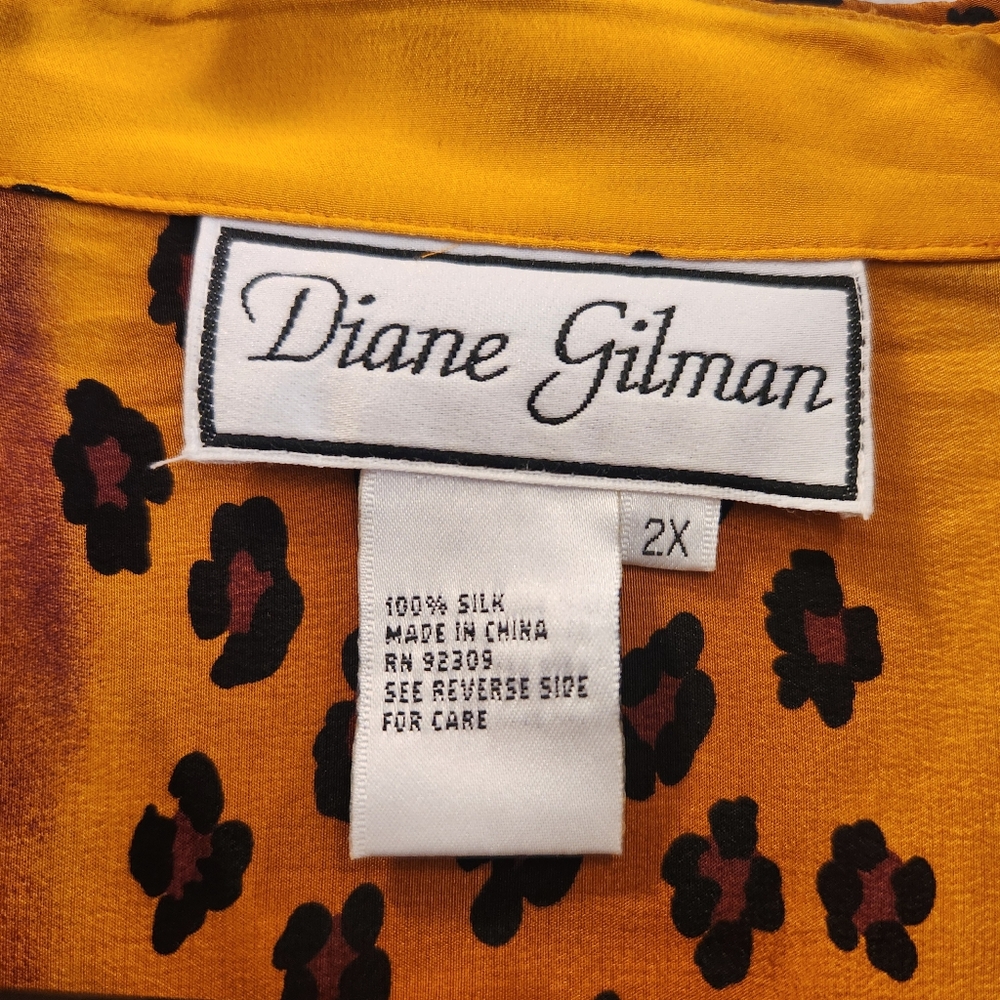 Diane Gilman NWT 100% Silk Blouse Leopard Print Beaded - Picture 4 of 9